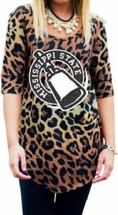 Gameday Couture Mississippi State University Logo Tunic In Leopard