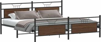 vidaXL Metal Bed Frame without Mattress Brown Oak 200x200 cm vidaXL