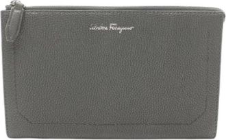 Ferragamo Pre-owned Clutches, male, Green, Size: ONE SIZE Pre-owned Leather Clutch Bag