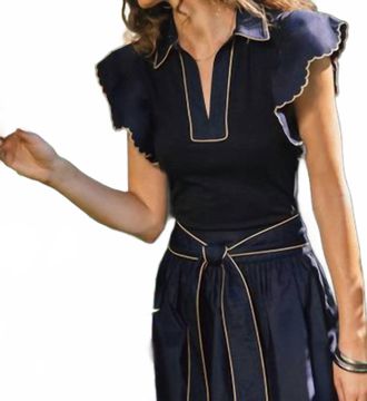 Current Air Womens Embroidered Short Sleeve Shirt In Navy