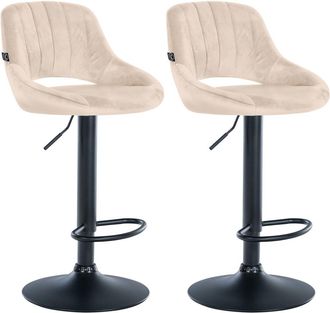Clp Set de 2 taburete de bar ajustable giratorio en terciopelo crema