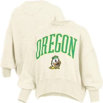 Pressbox Womens Pressbox Natural Oregon Ducks Oversized Waist-Length Crewneck Sweatshirt at Nordstrom, Size Xx-Large