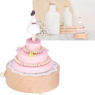 Infinite Caja De M&uacute;sica De Madera Con Figura De Ni&ntilde;a Sobre Pastel De Cumplea&ntilde;os, Artesan&iacute;a Decorativa, Regalo Festivo - Madera De Haya, 415 G, 17 Cm, Empaqueta
