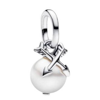 Pandora Sterling Sillver Pearl & Arrows Mini Dangle Charm