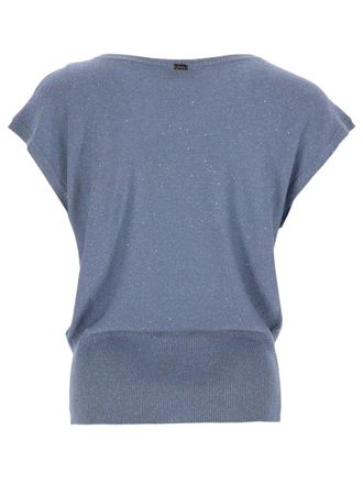 Herno Sequined Viscose T-Shirt - Blue