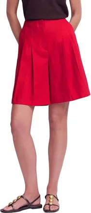 Boden Highbury Pleated Cotton Shorts in Salsa Red at Nordstrom, Size 14