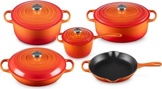 LE CREUSET Signature 9-Piece Enameled Cast Iron Set in Flame at Nordstrom