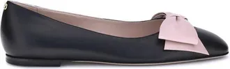 Valentino Garavani Black Calf Leather Bos Taurus Ballet Womens Flats
