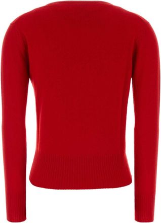 Miu Miu Womens Cashmere Crew Neck Sweater Red