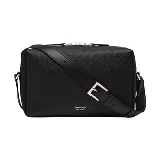 Tom Ford Grain Leather T-Line Camera Bag - male - Tom Ford - Cross Body Bags - Black - ONE SIZE - Bags