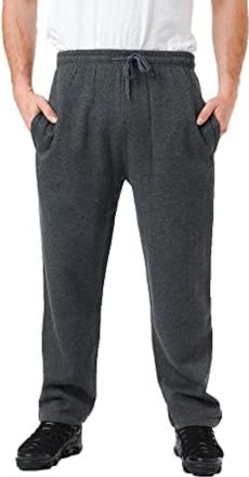 Generic AAIF RETAILS Mens Open Hem Joggers Fleece Trousers 290 GSM Sweatpants Winter Bottoms Lined Casual Track Pant Warm Jogging Zip Side Pockets Plus Size S