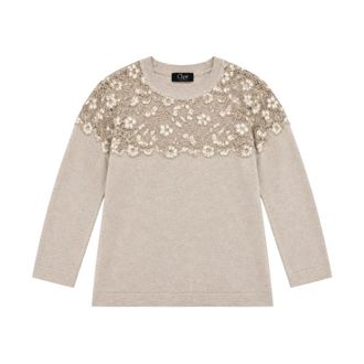Clips Jersey de cuello redondo - Knitwear - Mujer - Beige - 2XL