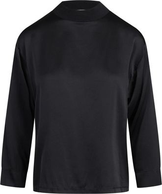 Jucca Overhemden, Dames, Zwart, S, Satijn, Stretch Zijde Satijn Tuniek