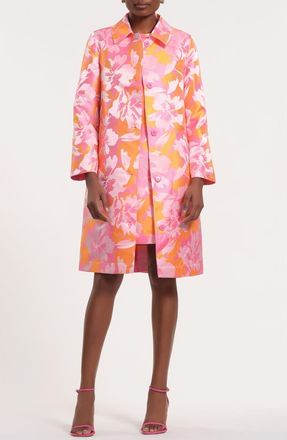 Isaac Mizrahi New York Floral Satin Brocade Jacket in Pink/Orange at Nordstrom, Size 10