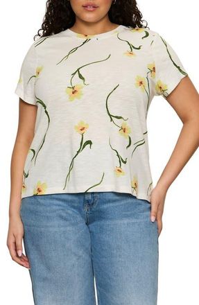 Sanctuary The Perfect T-Shirt in White/Lemon Mead at Nordstrom, Size 2X