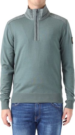 Belstaff Mens Mineral Green Kilmington Quarter Zip Jumper - Size Small