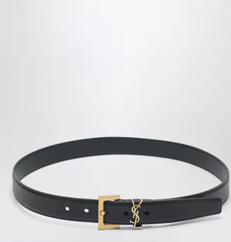 Saint Laurent Black Cassandre leather belt