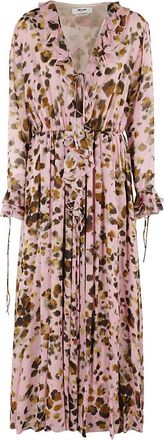 Msgm Watercolor Leopard Print Maxi Dress