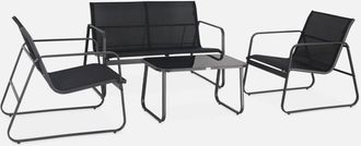 Sweeek Sweeek - Conjunto de jardín de metal para 4 plazas, Silvi, Antracita, 77x114x76 cm