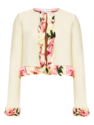 Oscar De La Renta printed-trim jacket - White