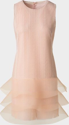 Akris Tiered Ruffle Embroidered Sleeveless Mini Dress