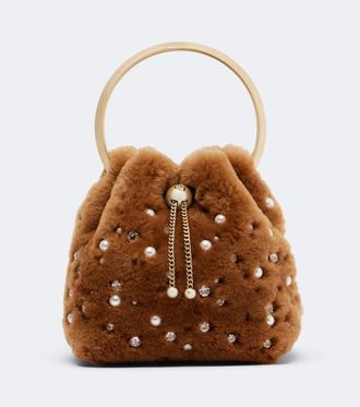 Jimmy Choo London Borsa a secchiello Bon Bon Small in shearling