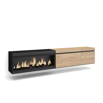 Skraut Home Skraut Home - Mueble Tv, Televisi&oacute;n, Muebles De Sal&oacute;n, Almacenaje, 237x45x35 Cm, Para Tv Gran Formato, Chimenea El&eacute;ctrica Xxl, Colgado, Suspendido, Es