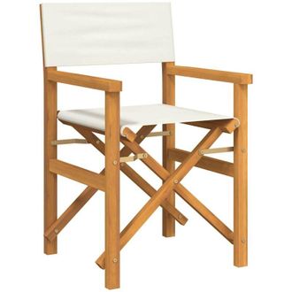 vidaXL Vidaxl - Silla De Director Plegable Madera Maciza De Teca Crema