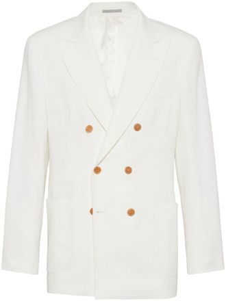 Brunello Cucinelli double-breasted linen blazer - men - Linen/Flax - 50 - White