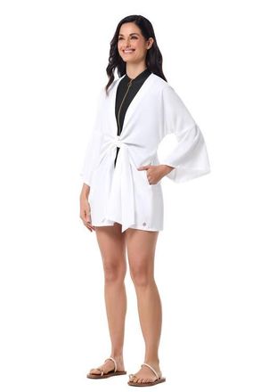 Coolibar Ocean Drive Cover-Up with Front Tie, UPF 50+ Sun Protection in White at Nordstrom, Size Xx-Large
