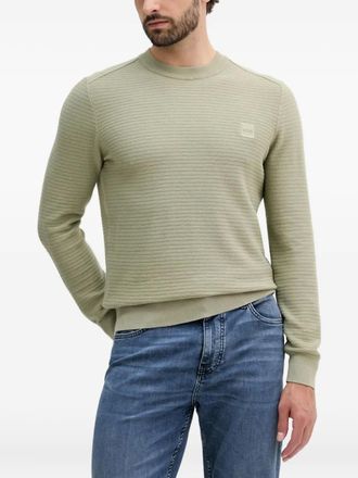 BOSS logo-patch sweater - men - Cotton/Cashmere - S - Green