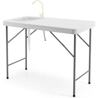 Costway Costway Mesa Plegable Con Fregadero, Grifo, Tubo De Drenaje/mesa Port&aacute;til De Camping De Pesca Al Aire Libre Para Jard&iacute;n, Picnic 115 X 59 X 93,5 Cm, Ca