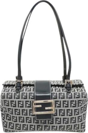 Fendi Pre-owned Shoulder Bags, female, Gray, Size: ONE SIZE Pre-owned Canvas fendi-bags