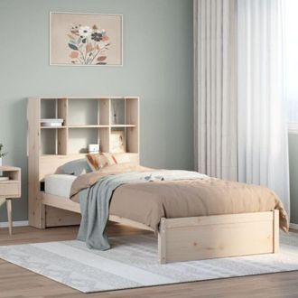 vidaXL Cama Con Estanter&iacute;a Sin Colch&oacute;n Madera Maciza De Pino 90x200 Cm Vidaxl
