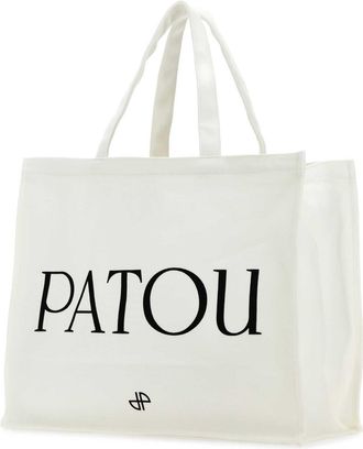 Patou Womens White Cotton Shopping Bag 090c Exterior: Borse A Mano