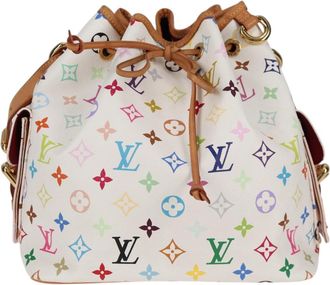 Louis Vuitton Petit Noé White Canvas Shoulder Bag (Pre-Owned)