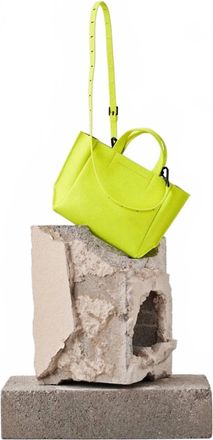 Ampersand As Apostrophe Womens Leather Micro Tote Bag In Neon Yellow