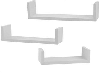 Trade Shop Trade Shop - Set 3 Mensole Parete In Legno Color Bianco Moderne Design Bordi Scaffale 621710
