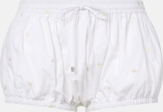 The Attico Embroidered cotton shorts