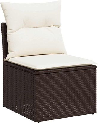 vidaXL Silla De Jard&iacute;n Sin Reposabrazos Con Cojines Rat&aacute;n Pe Marr&oacute;n Vidaxl