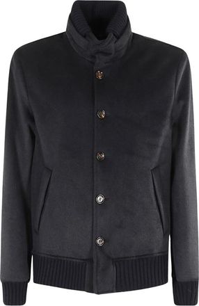 Kired Ronde Bomberjas - Heren - Bomber jackets - Blauw - L - Wol - Jassen