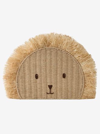Vertbaudet Kinderzimmer Aufbewahrungskorb L&Ouml;WE aus Naturfasern beige
