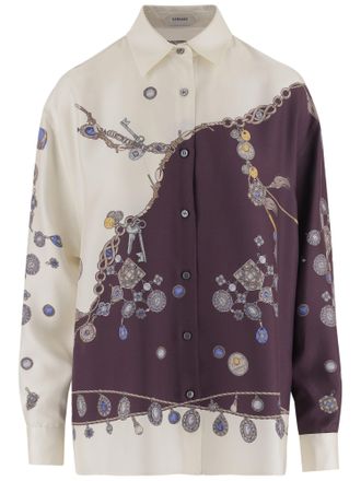 Versace Multicolor Printed Silk Shirt