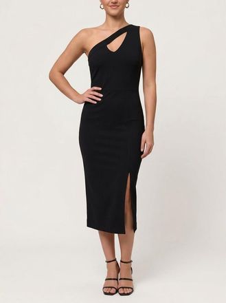 Rachel Roy Lara One-Shoulder Midi Dress in Black at Nordstrom, Size X-Large