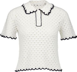 Zimmermann Halliday Scallop knitted polo t-shirt - women - Cotton - 2 - White