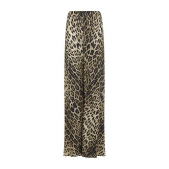 Roberto Cavalli Wide Trousers, female, Multicolor, Size: S Leopard Print Palazzo Pants