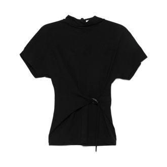 Brunello Cucinelli Tops, Dames, Zwart, S, Top met korte mouwen en strik aan de voorkant