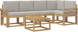 vidaXL Conjunto De Sof&aacute;s De Exterior 6 Uds. Blanco Y Gris Claro Vidaxl