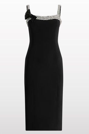 Jenny Packham Lucy Crystal-Embellished Bow Midi Dress in Liquorice at Nordstrom, Size 10 Uk