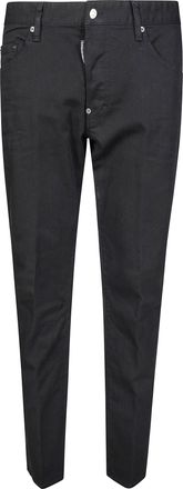 Dsquared2 Black Skater Tapered Leather Patch Jeans